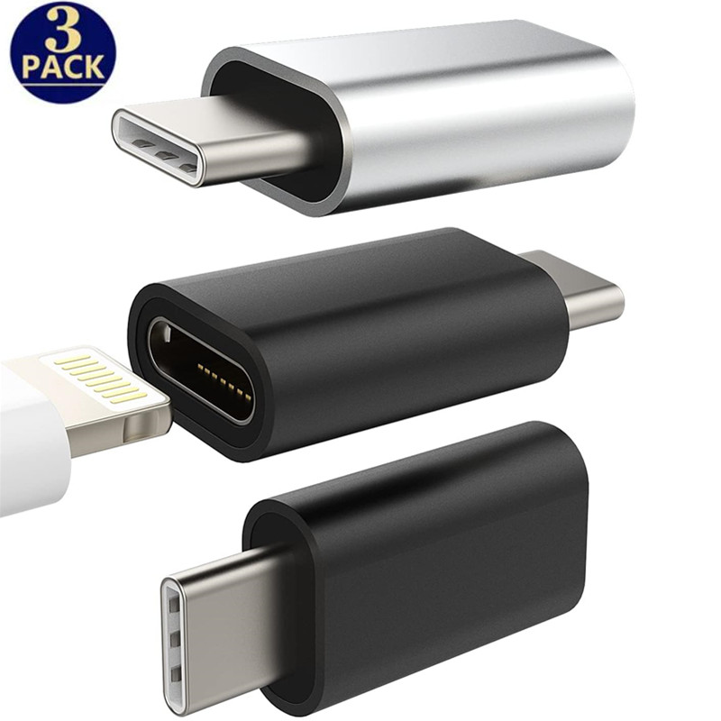 Ipex Connector - 3er-Set Metall-Lightning-Stecker auf USB-C-Buchse Adapter Lade-